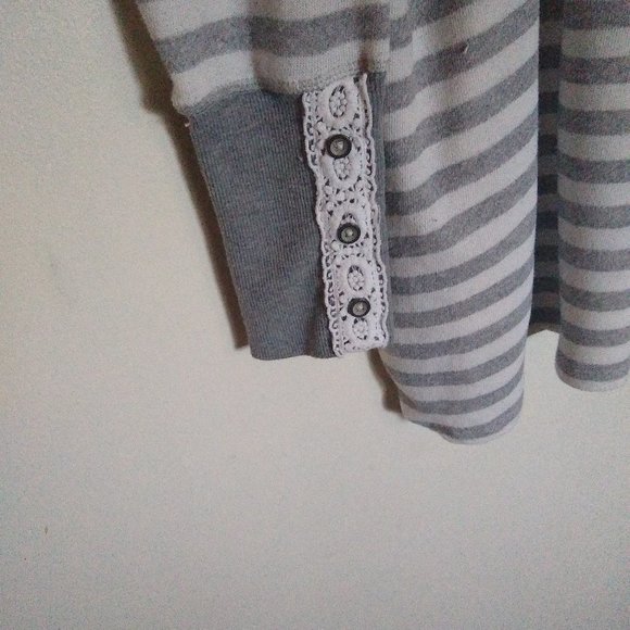 Maurices Gray & White French Terry Striped Tunic - Picture 2 of 5